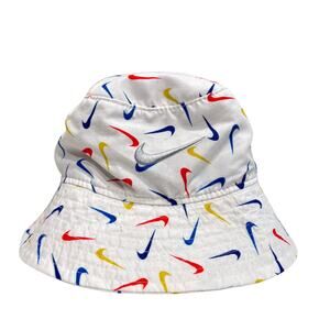 Nike Toddler Swoosh Logo Bucket Hat in White Multi Color